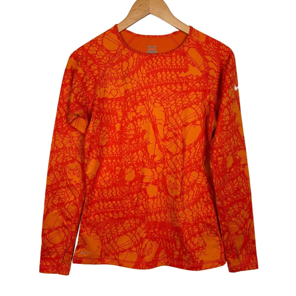Nike Pro Dri-Fit Orange Red Long Sleeve Shirt Women’s Medium